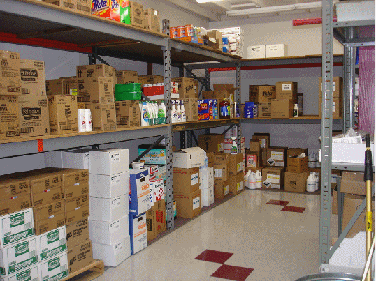 Various janitorial supplies in Concord showroom